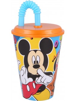 PAP-MICKEY BICCHIERE CON CANNUCCIA 430ML CELESTE ARANCIO