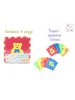 P.I-TAPPETO PUZZLE 9PZ FORME 32X32: ANIMALI, VEICOLI