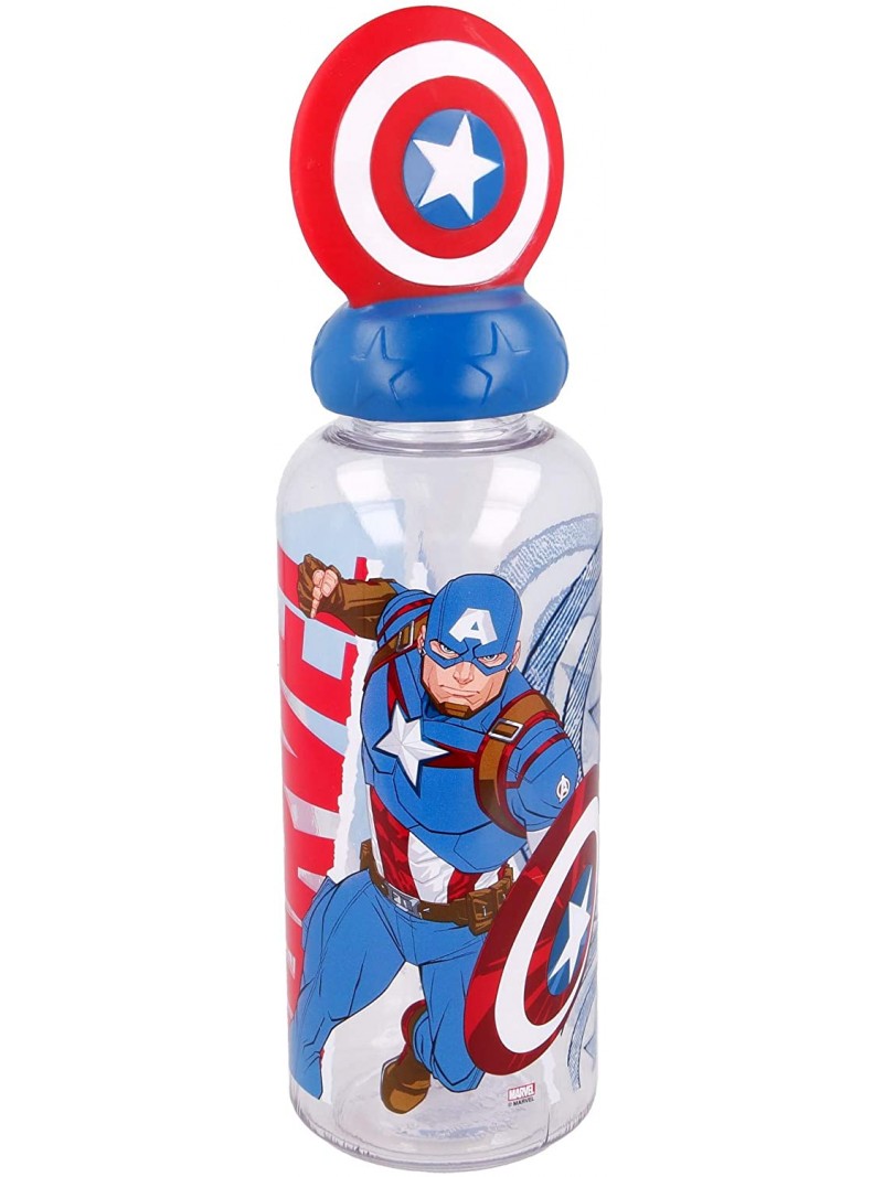 PAP-AVENGERS:CAPTAIN AMERICA BORRACCIA 3D TRASPARENTE CON TAPPO SCUDO